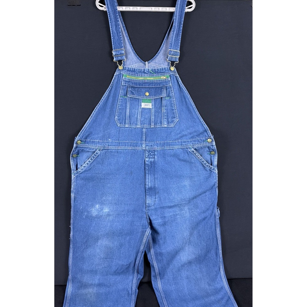 Liberty Men's Stonewashed Denim Bib Overalls 44x32 14006SW9 Workwear Green Zip